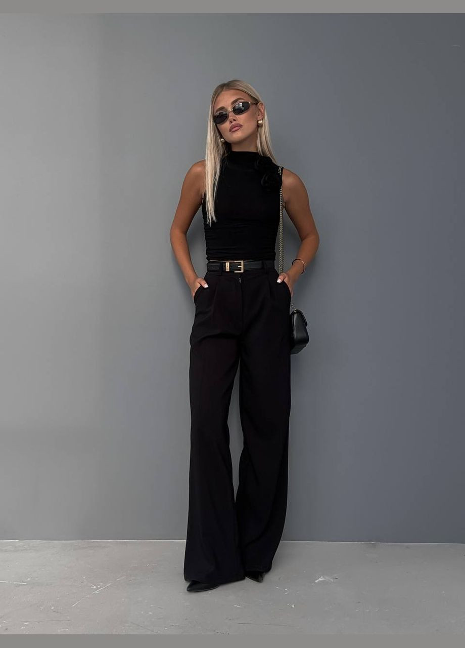 Жіночі штани палаццо колір чорний р.46/48 452623 New Trend - (285711301)