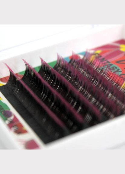 Двоколірні вії Чорний/Малиновий Fantasy Collection товщина 0,10 вигин Д мікс 8-13 VIVIENNE (314932712)