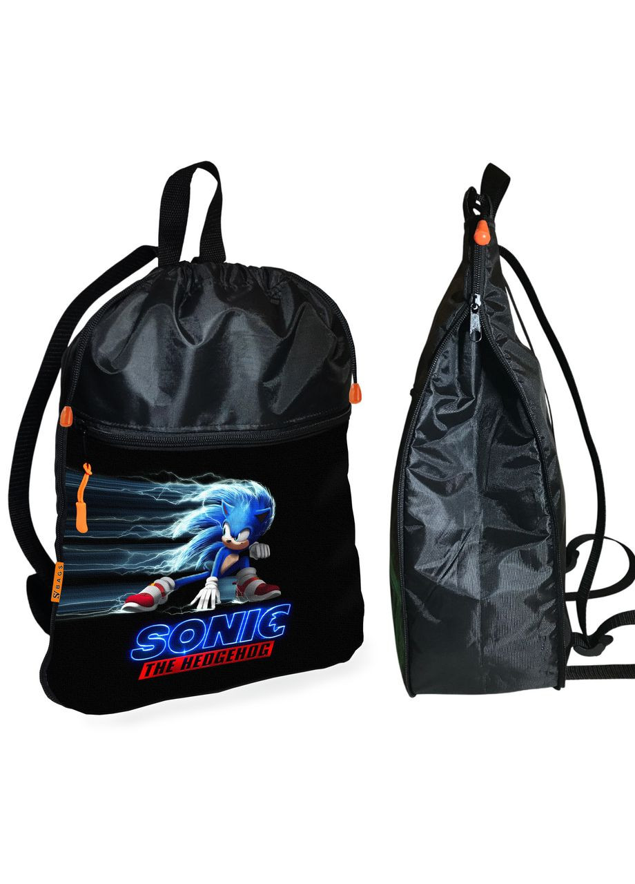 Рюкзак-мешок для обуви,спортивной формы Супер Соник Sonic детская сумка для сменки с расширителем (1598) No Brand (325450355)