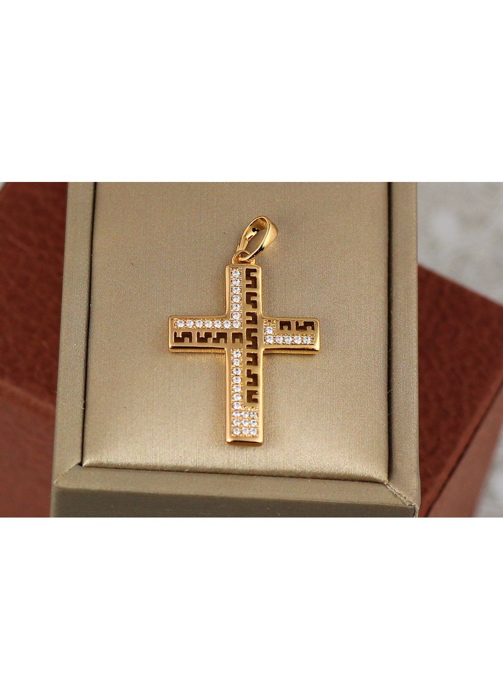 Крестик с греческим узором 2.9 см золотистый love-shopping Xuping Jewelry (354661888)