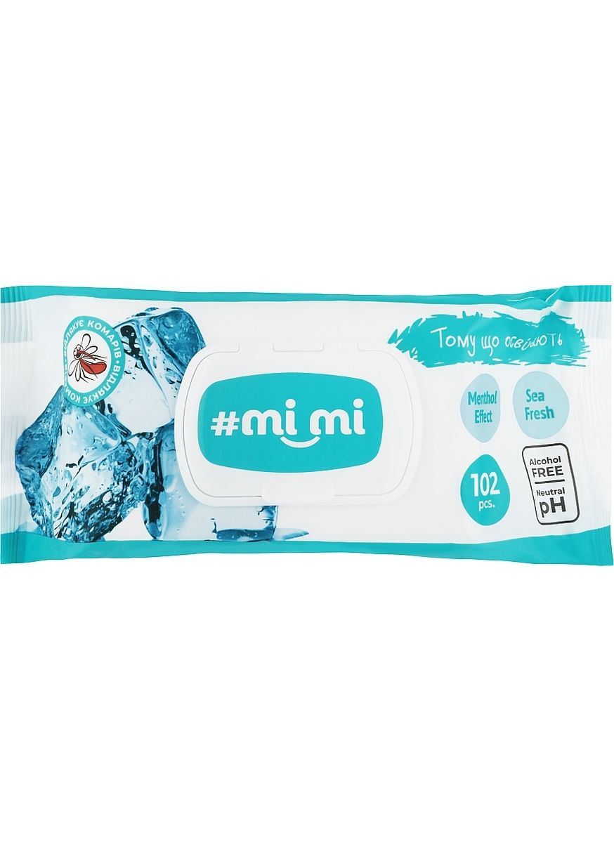 Серветки вологі "Охолоджуючі", з клапаном, 102 шт. - Mi_Mi 102шт (1226881-27067145) Handy Fresh (368646616)