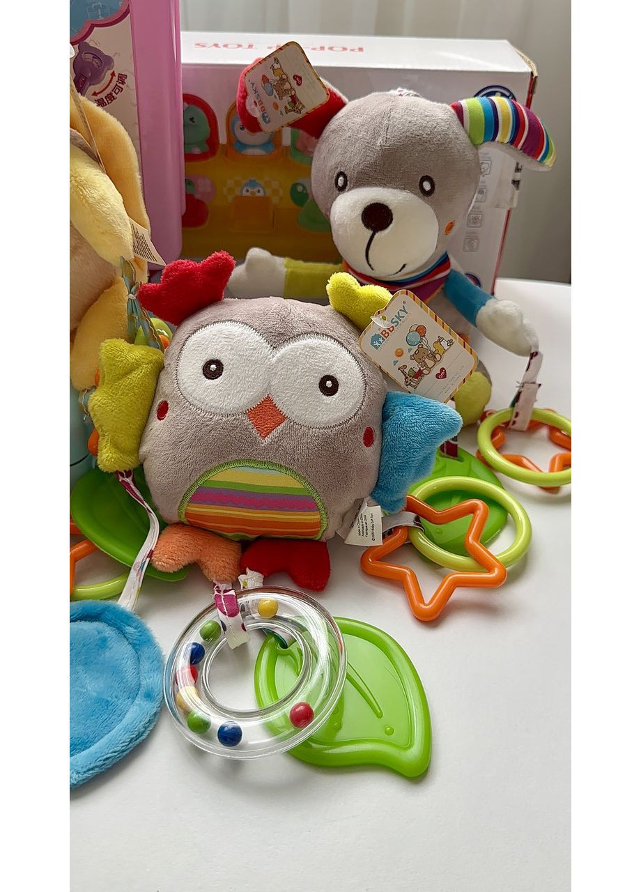 М’яка підвісна іграшка-собачка з брязкальцями та дзеркальцем | 43×17 см для дітей No Brand (364553168)