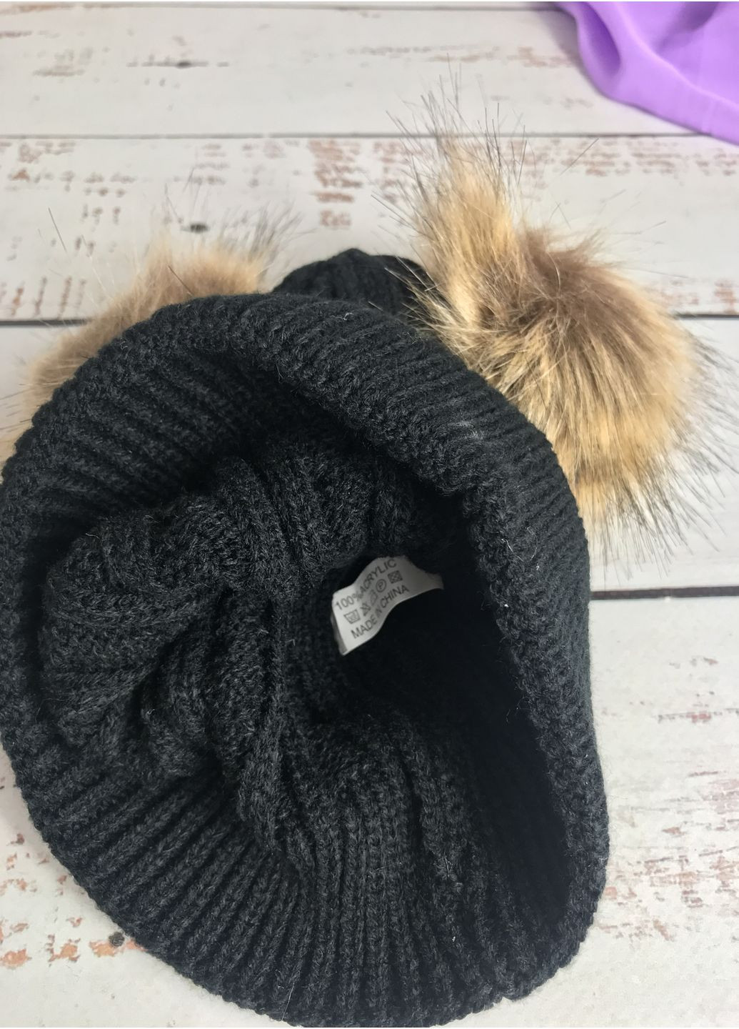 Шапка детская с помпонами FAS Черный (485) No Brand (366276916)