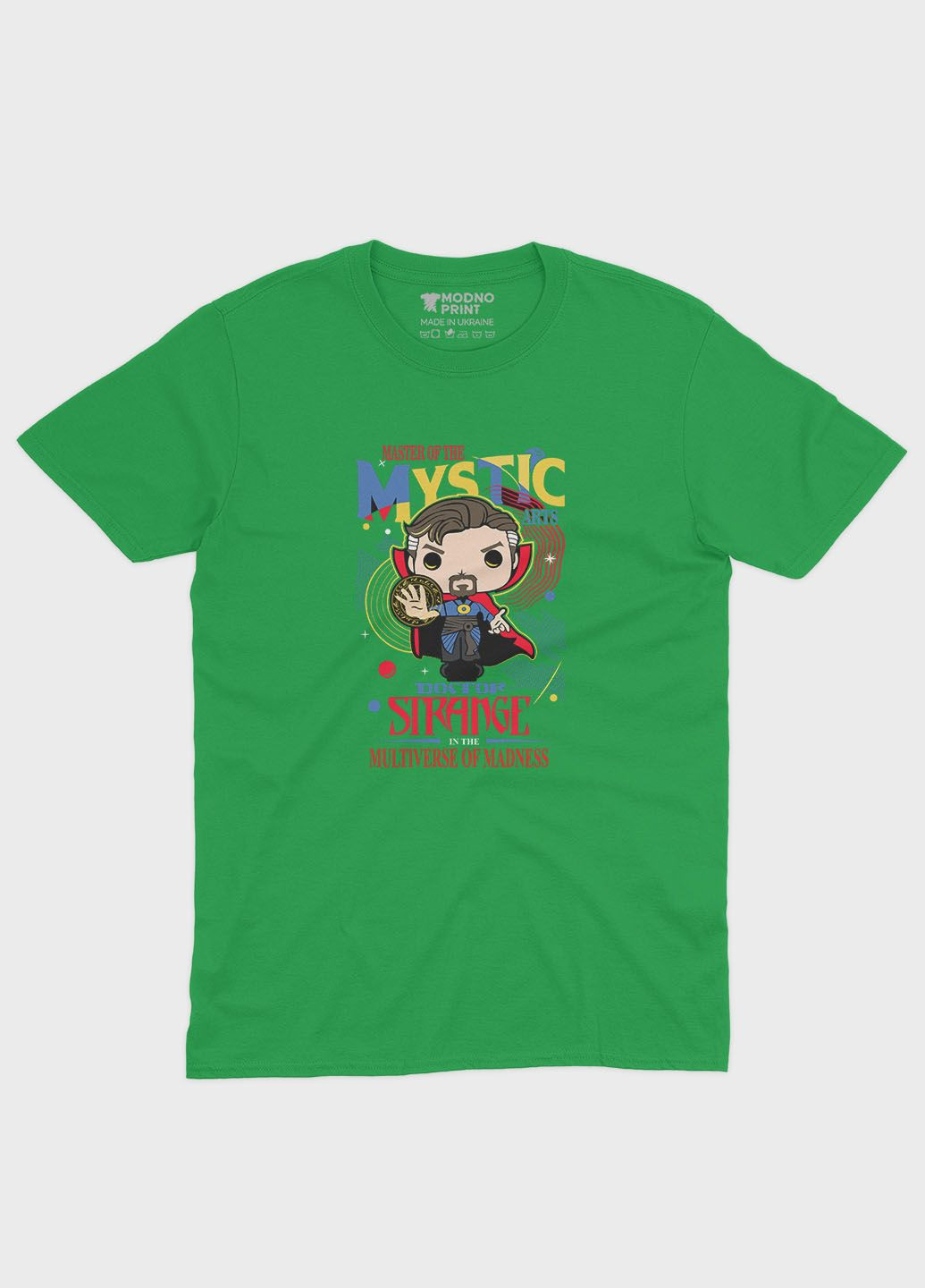 Зелена демісезонна футболка для дівчинки з принтом супергероя - доктор стрендж (ts001-1-keg-006-020-006-g) Modno
