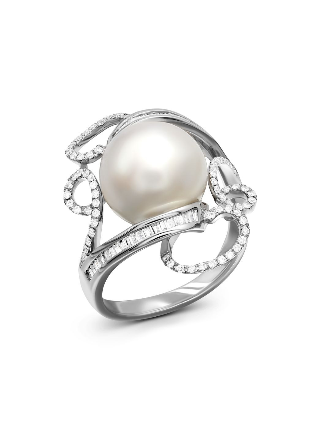 Перстень з перлами і діамантами в білому золоті 1-014 641 Zarina (333833399)
