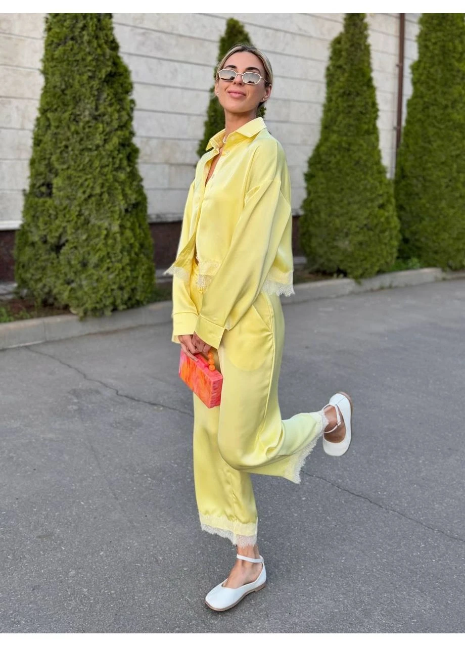 Женский шелковый костюм с кружевом Україна (398871136)