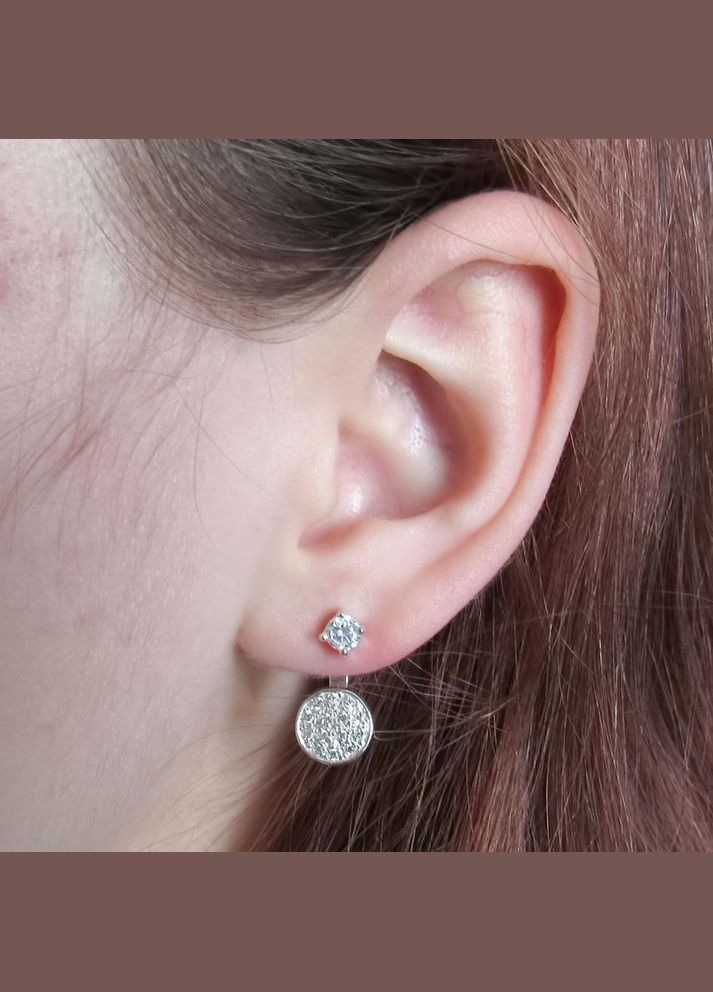 Срібні сережки джекети "Сяйво" коло круг No Brand (350667478)