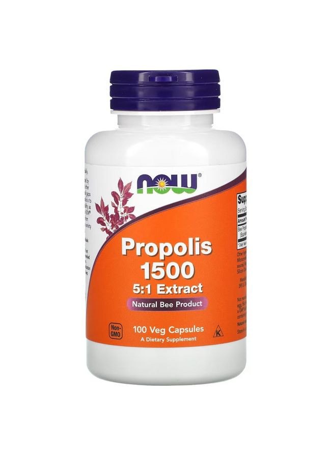 Натуральна добавка Propolis 1500, 100 вегакапсул Now (324419620)