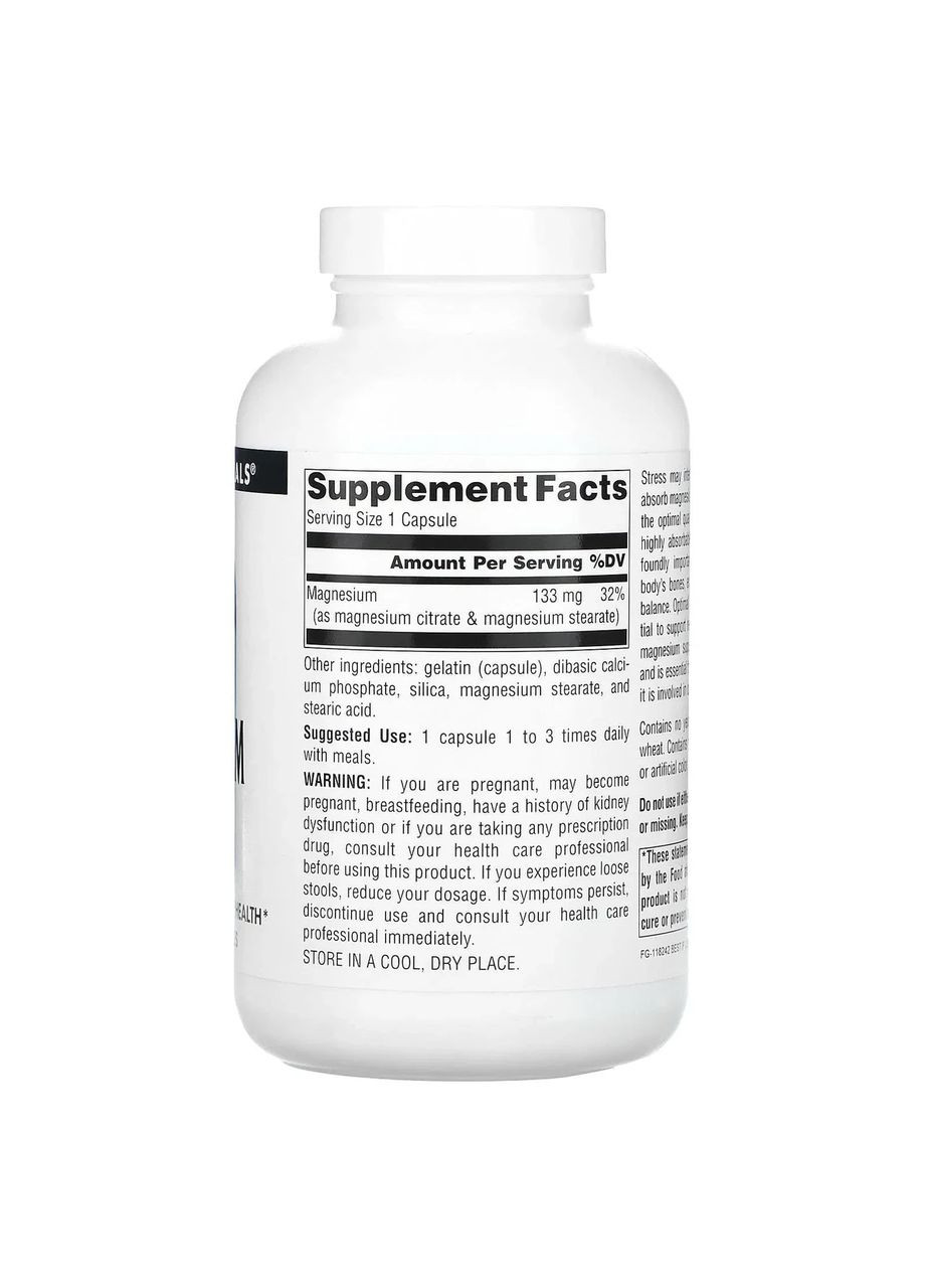 Цитрат магния Magnesium Citrate 133 мг 180 капсул Source Naturals (361115664)