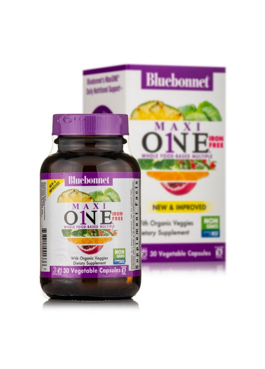 Вітаміни та мінерали Maxi ONE Iron free, 30 вегакапсул Bluebonnet Nutrition (293338986)
