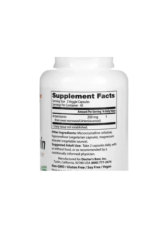 Артемизинин, Artemisinin,, 100 мг, 90 капсул Doctor's Best (361118657)