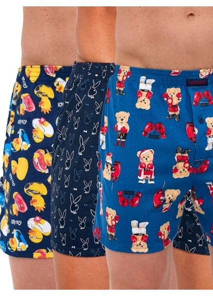 Набір трусів-шортів чоловічих сімейних бавовняних Classic 2XL 3 шт Синій ведмедик Cornette Сімейні, Шорти (361220640)