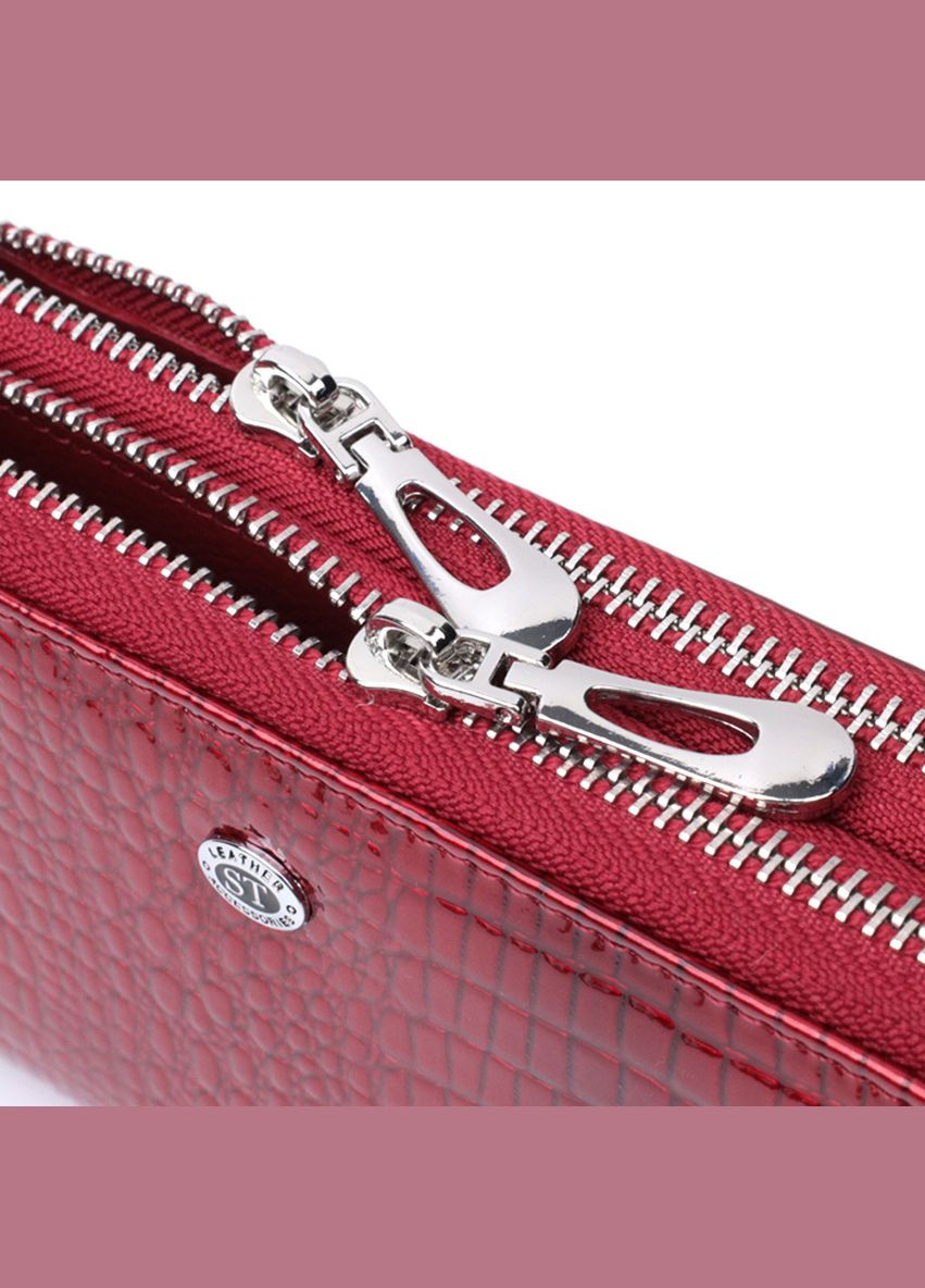 Фактурний клатч на два відділення з лакованої натуральної шкіри 22692 Червоний st leather (298566730)