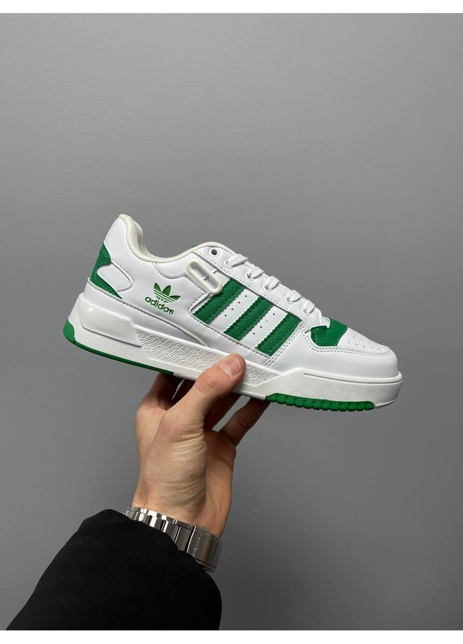 Серые демисезонные кроссовки мужские adidas new low forum white green адидас No Brand