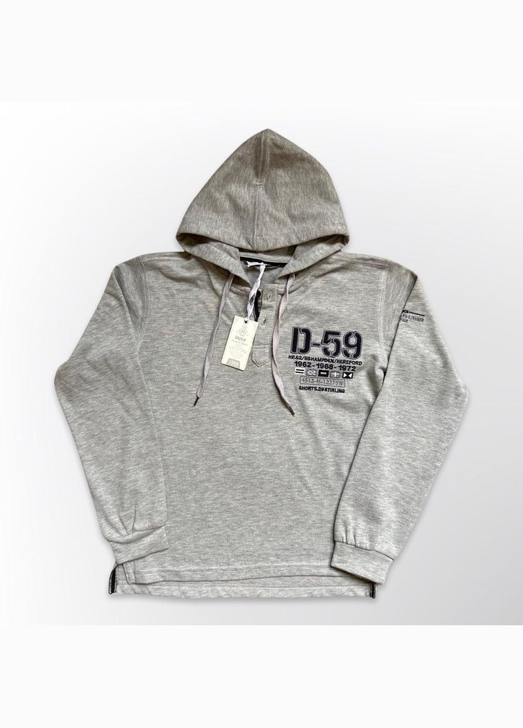 Лонгслів для хлопчика бавовняний з капюшоном 122-164 см Сірий (0380) No Brand (341732423)