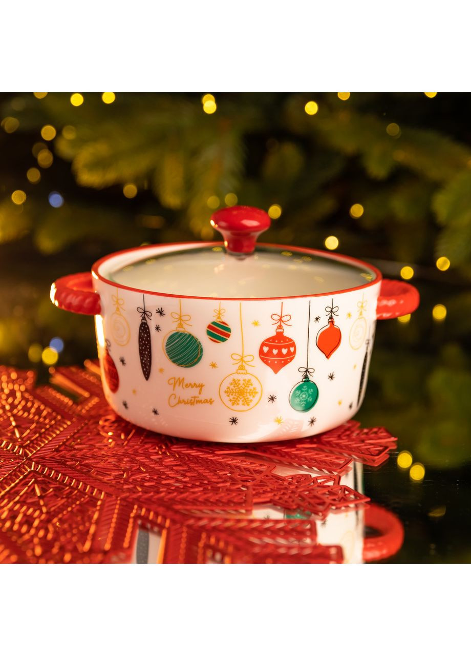 Супница фарфоровая Merry Christmas новогодняя 800 (мл) с крышкой FM-CS-9B Yiwu (369626265)