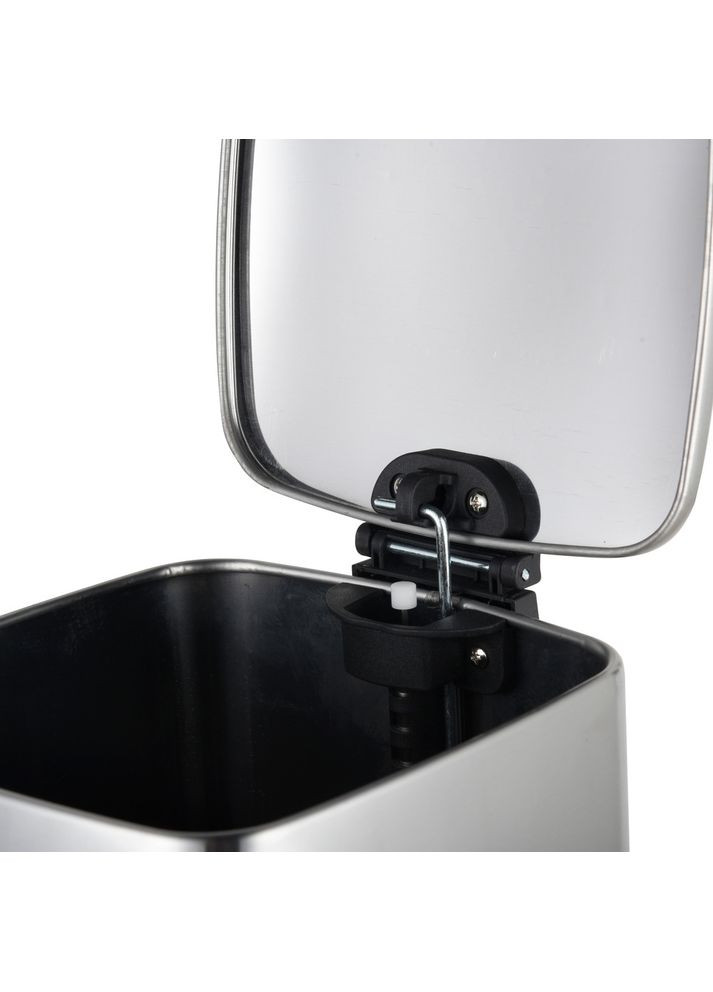 Квадратне сміттєве відро з плавним закриттям Kubix-TC0108 SS Color 8 л, колір нержавійка ZX589 Zerix (370948430)