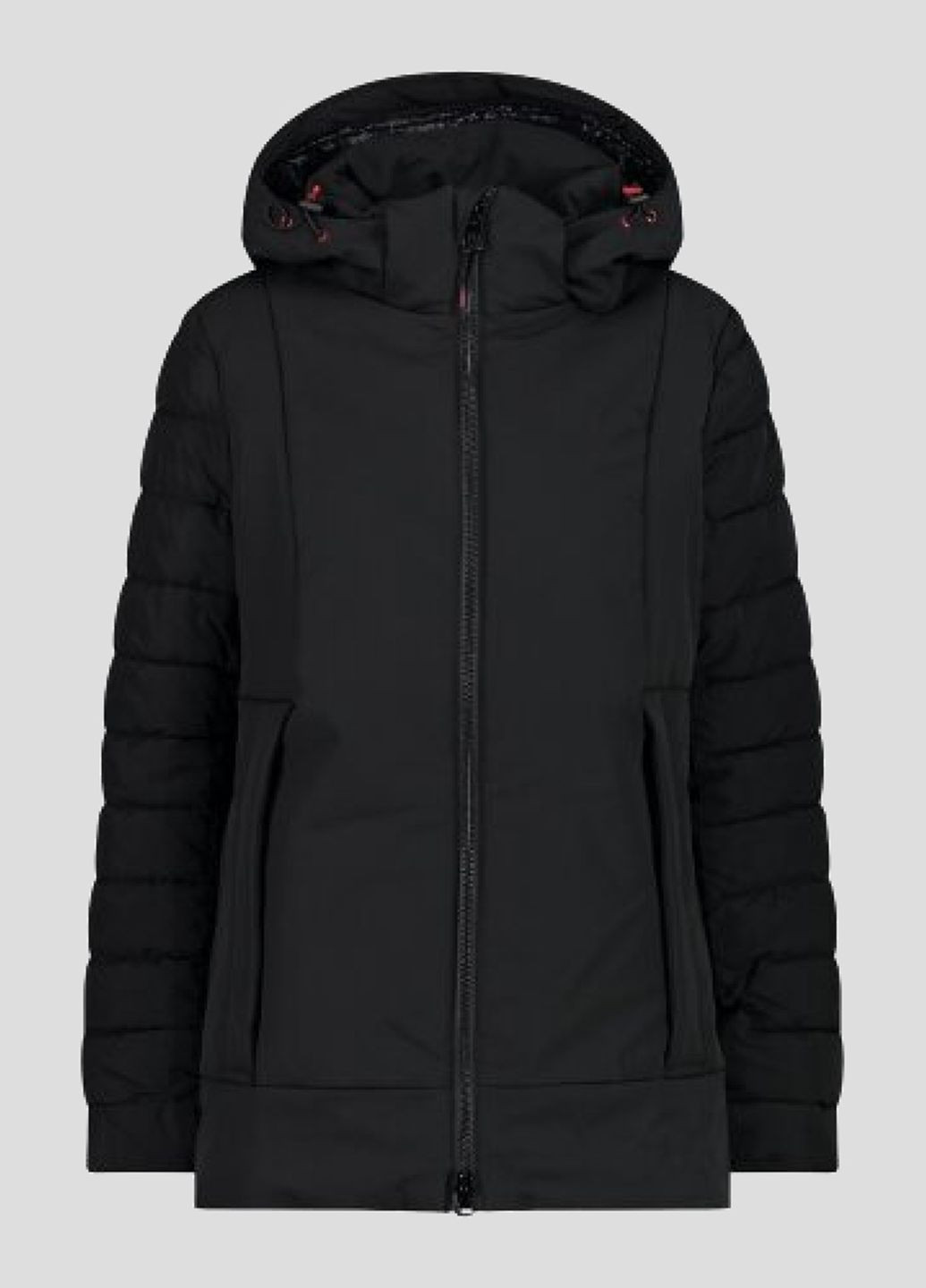Черная зимняя черная куртка woman jacket long zip hood CMP