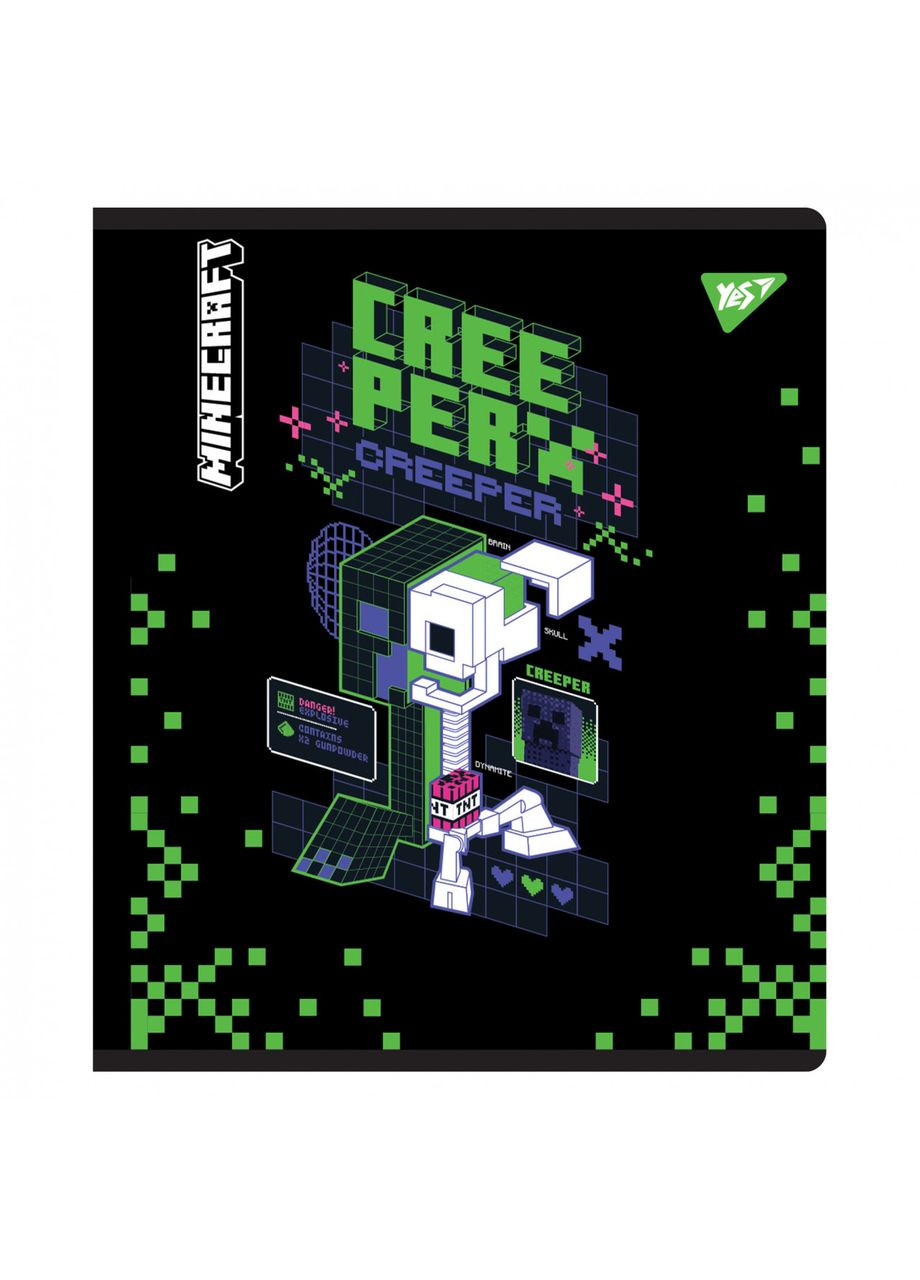 Комплект тетрадей для школьников Minecraft. Black 12 листов линия, премиум (5 шт.) Yes (352768904)