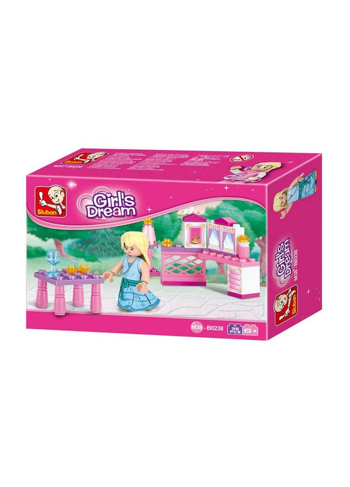 Конструктор блочний для дівчинки 0238 Рожева мрія, Принцеса трюмо, 35 деталей Sluban (308855163)