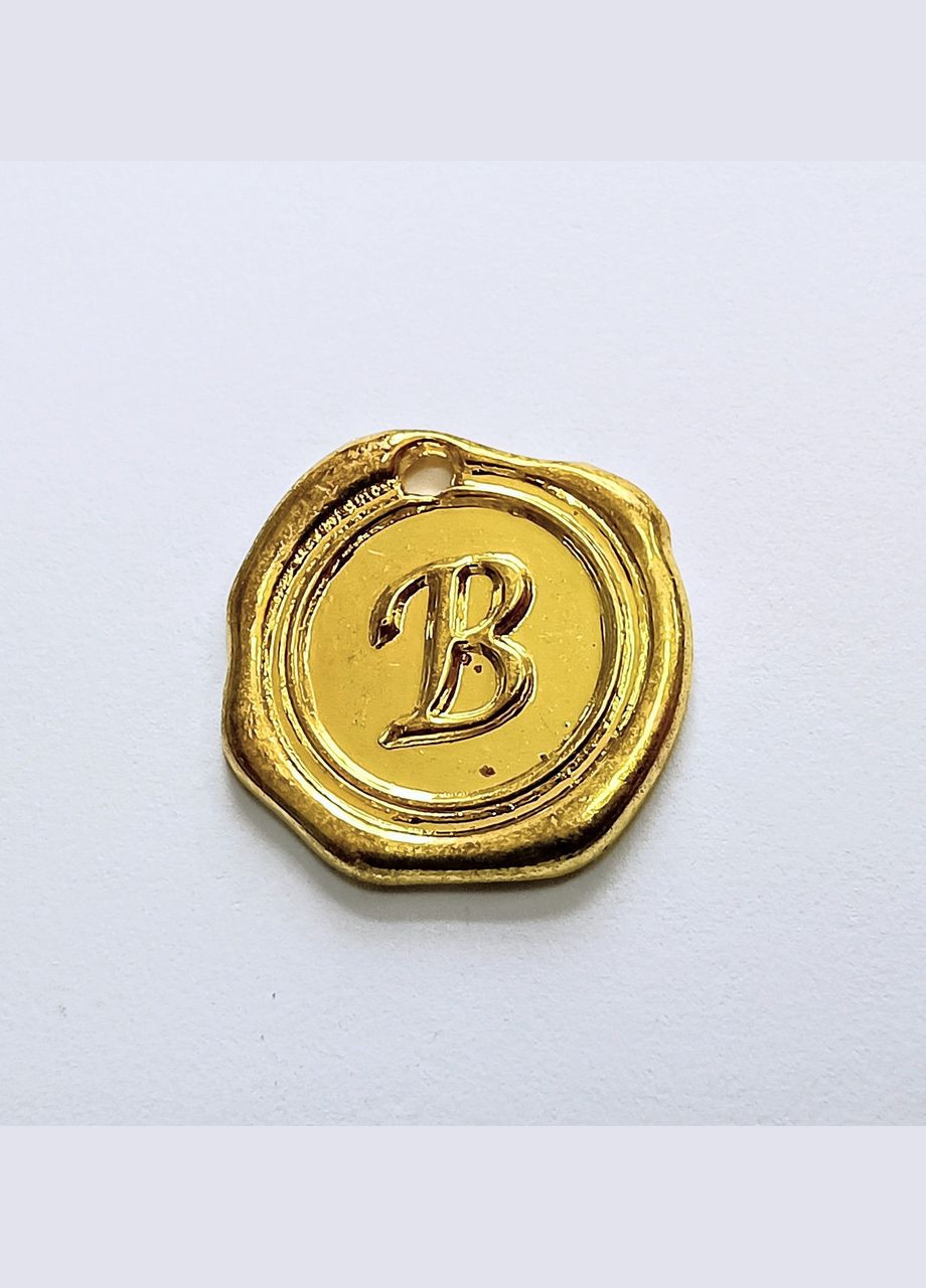 Підвіска Кулон штамп англійського алфавіту буква Античне золото 18 мм B Finding (365875858)