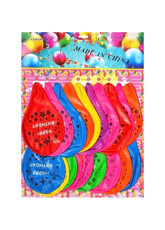 Повітряна кулька-гігант "Happy birthday" 11-99, 20 штук 8 г/м² No Brand (354764670)