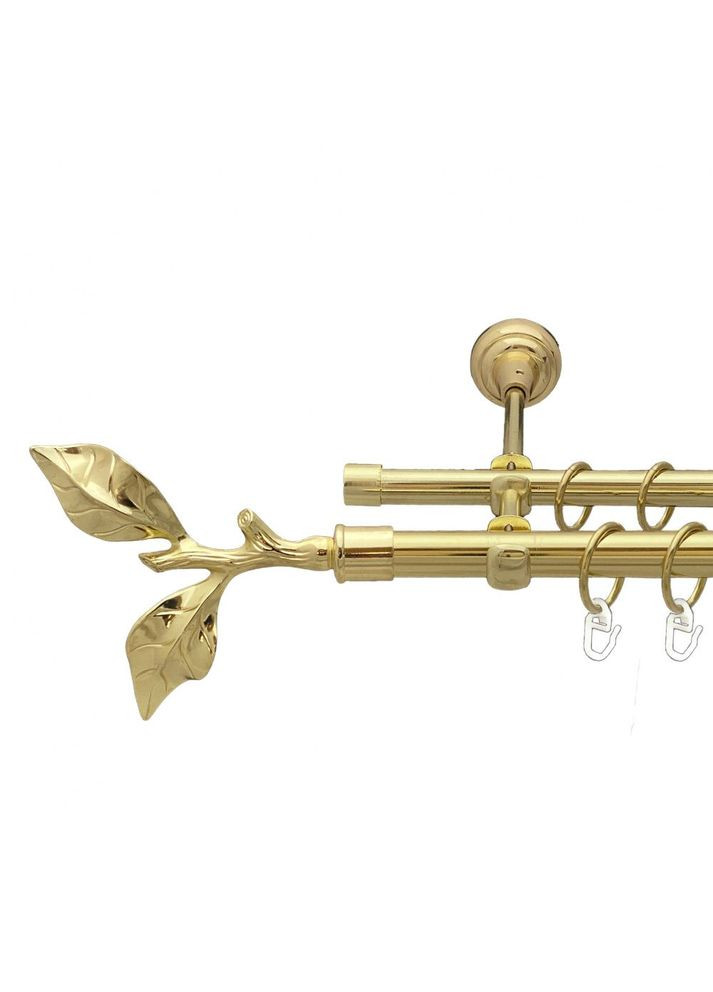 Карниз Листок Троянди металлический двухрядный открытый гладкая труба Золото 19\16 мм 300 см (00-00013013) ORVIT (300283084)