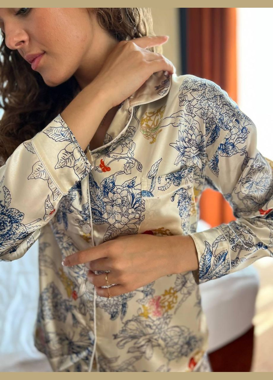 Комбинированная всесезон женская пижама 2477 (молочная) No Brand