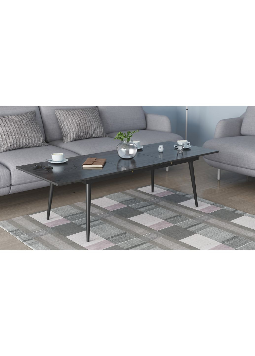 Стіл журнальний трансформер Dandi Small 45x120(160)x60 Чорний метал ДСП 16 мм (FRD-106786) Ferrum-decor (353499551)