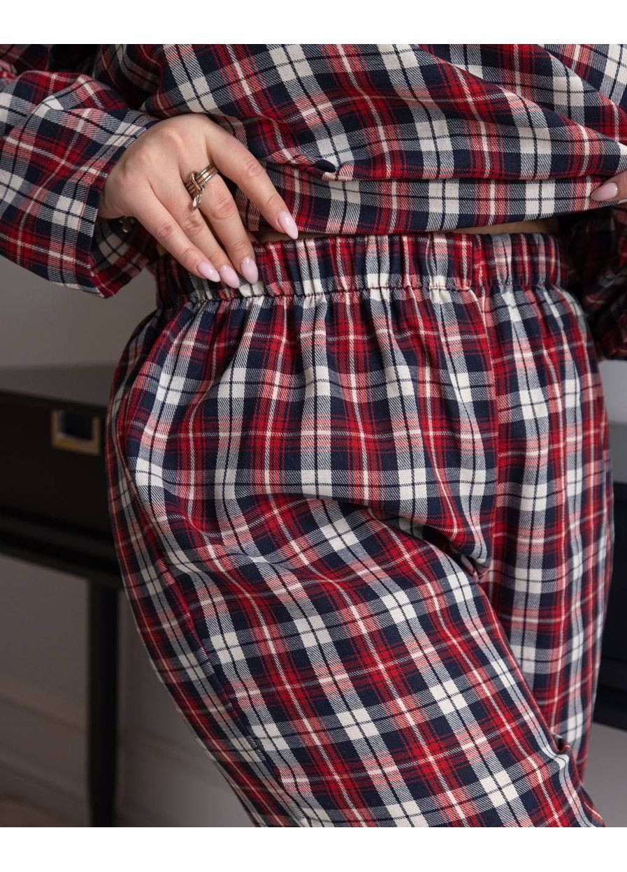 Червона всесезон піжама на фланелевій основі кофта + брюки popluzhnaya