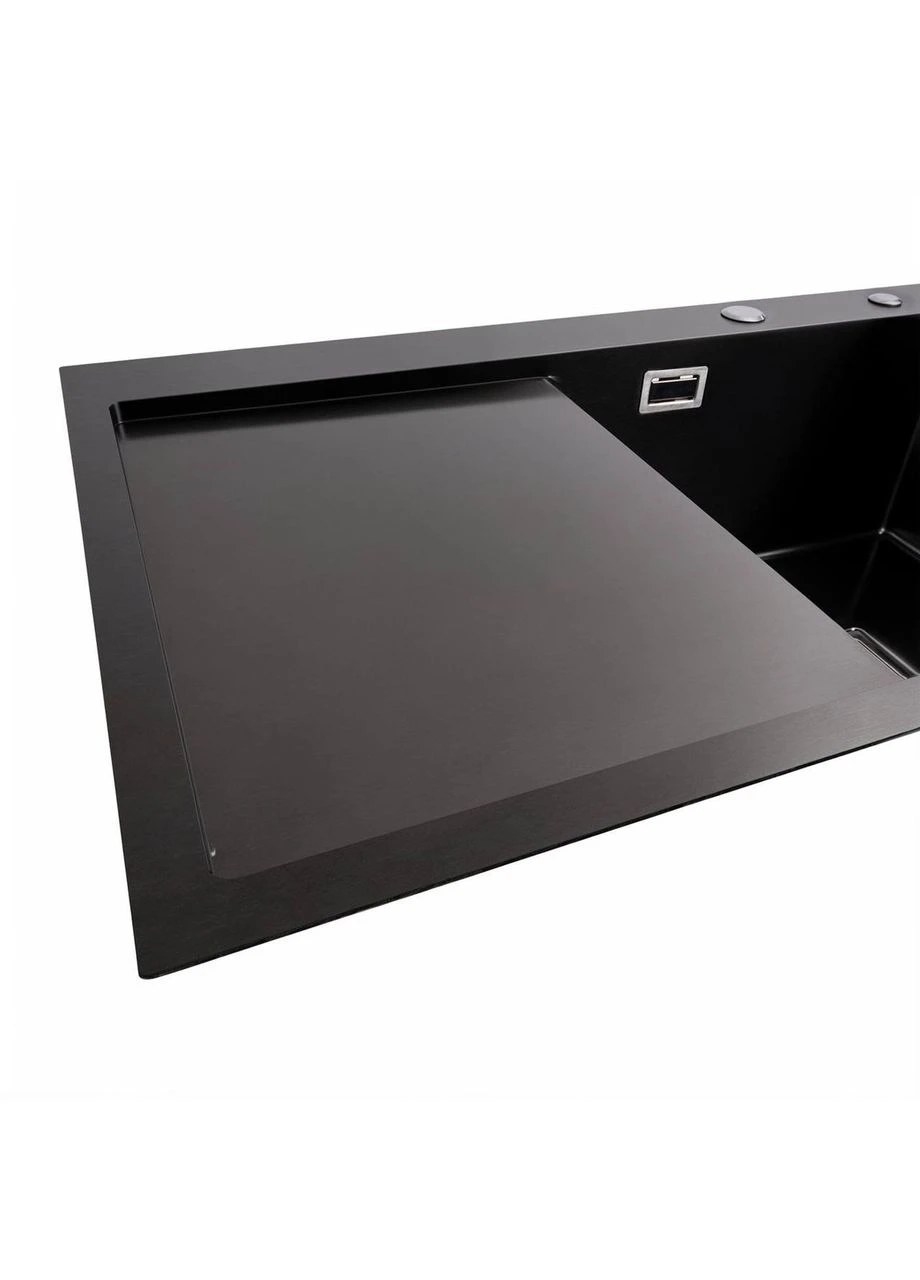 Мойка PVD Black Handmade 78*50R (два отверстия, квадратный сифон, 3.0/1.0 мм) Platinum (392431295)