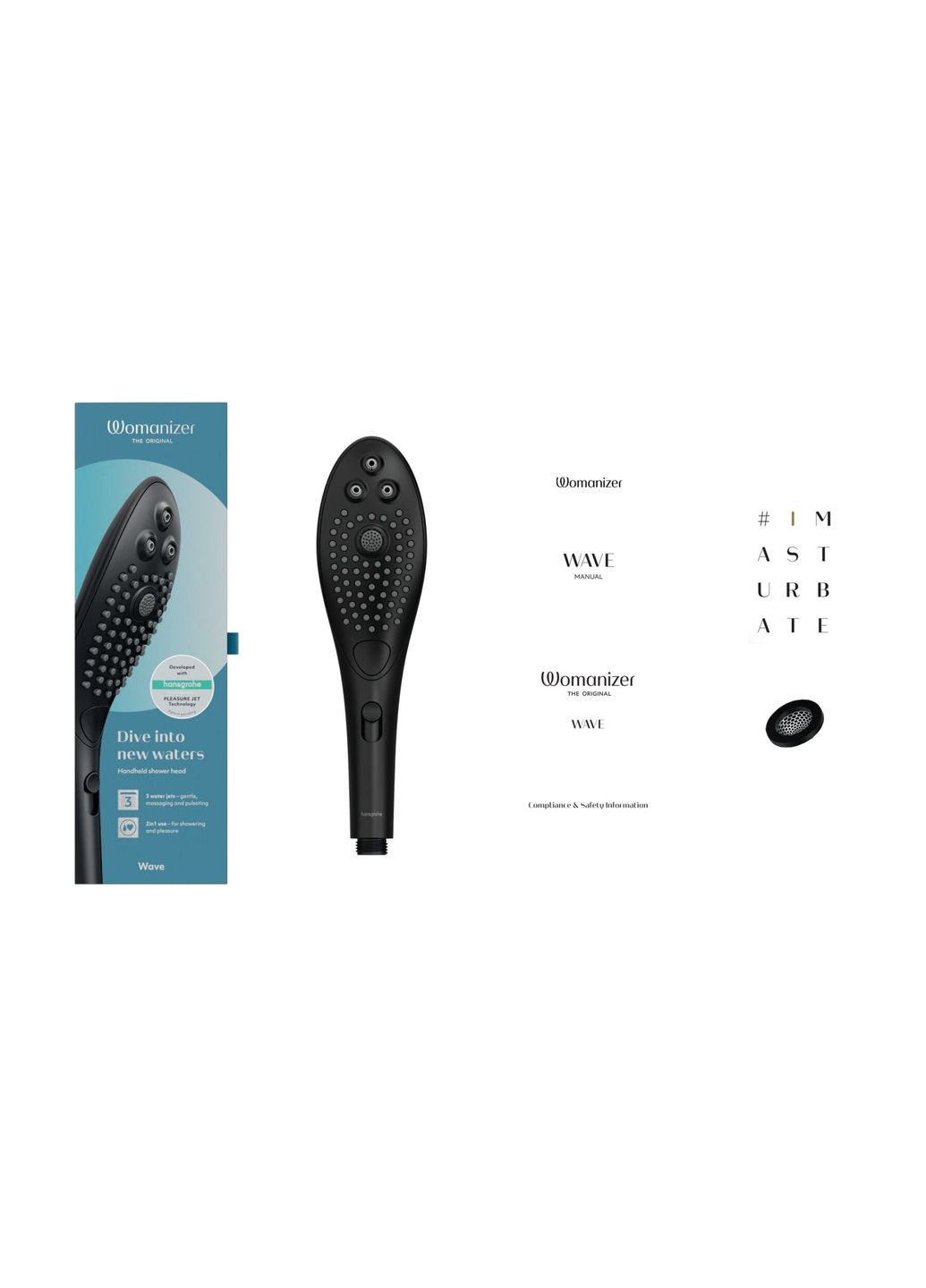 Насадка-стимулятор для душа 2в1 Wave Black, массажер для интимных зон Womanizer (296492066)