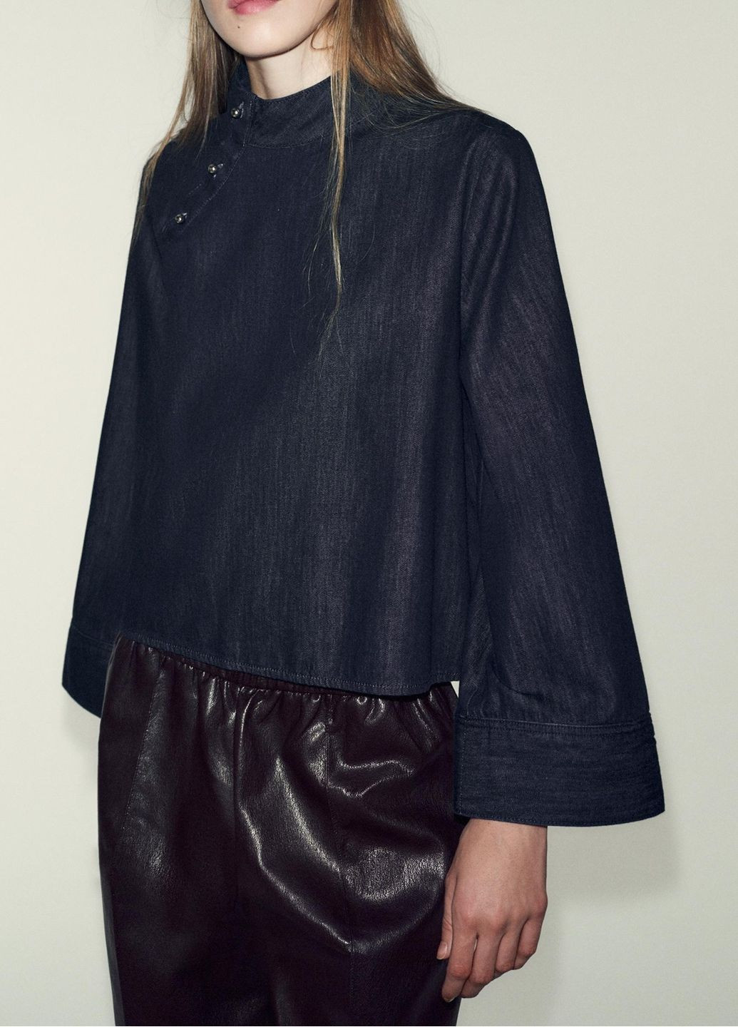 Индиго рубашка однотонная Zara