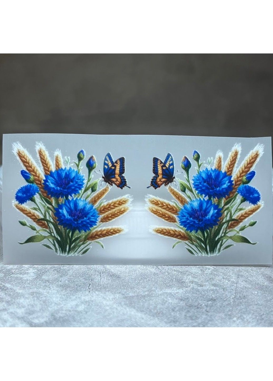 ТермоНаклейка - Букет василька-колоски пшеницы, размер 3,2*3,0 см (одной наклейки), 1 пара No Brand (317757188)