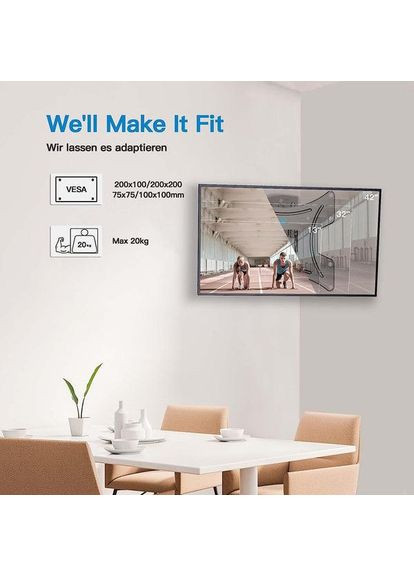 Кронштейн Perlesmith PSSFK1 для телевізорів 13"–42", поворотно-похилий China (351854947)