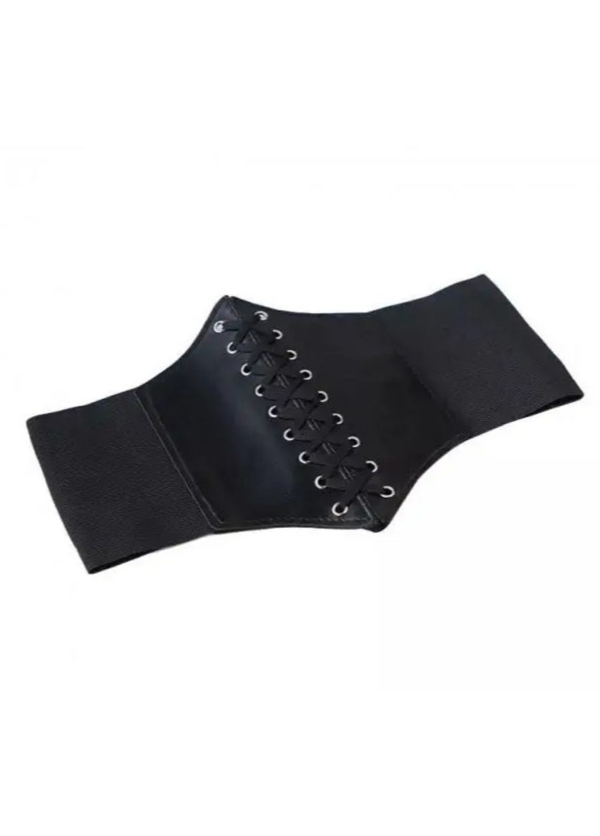 Женский эластичный корсет S из экокожи черный, регулируемый пояс-корсет One Size для талии до 90 см No Brand (362682245)