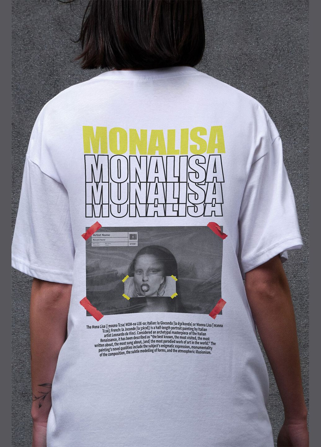 Женская Оверсайз Футболка С Принтом Monalisa White Without - (327223094)