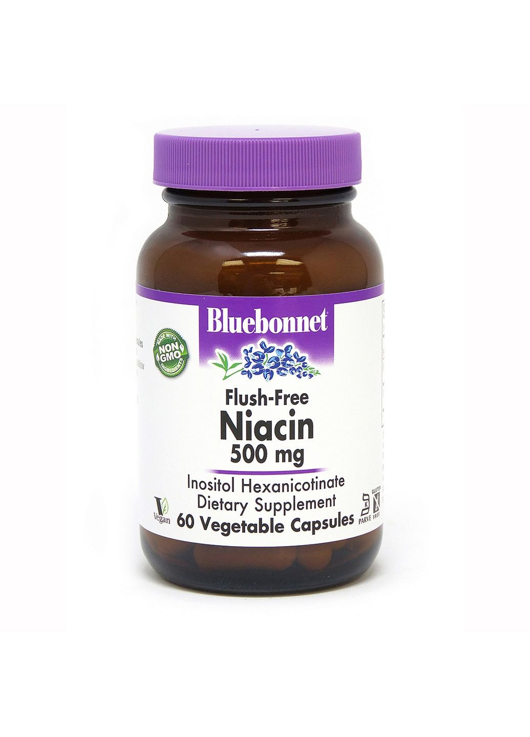 Вітаміни та мінерали Niacin Flush-Free 500 mg, 60 капсул Bluebonnet Nutrition (294927373)