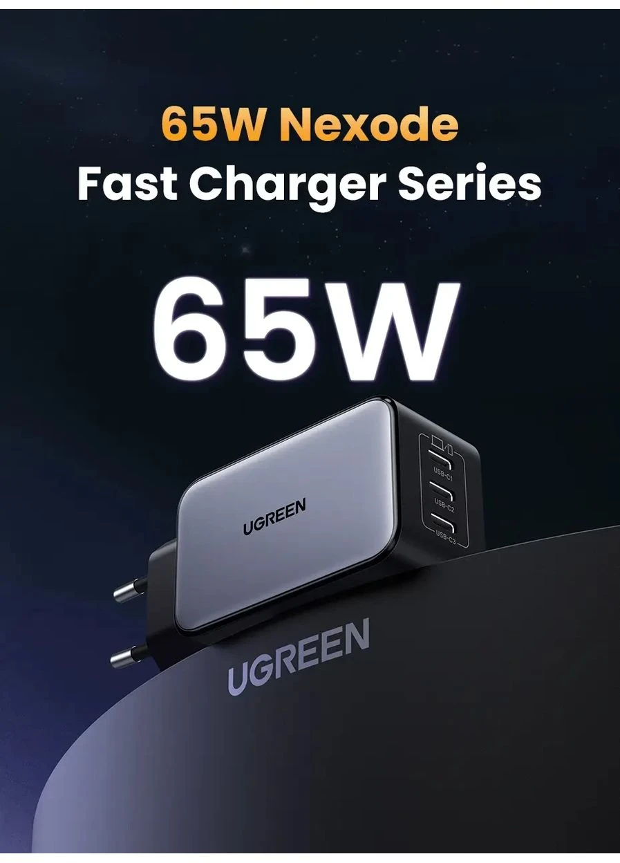 Зарядное устройство 65W GaN Nexode X556 3*Type-C grey Ugreen (365728621)