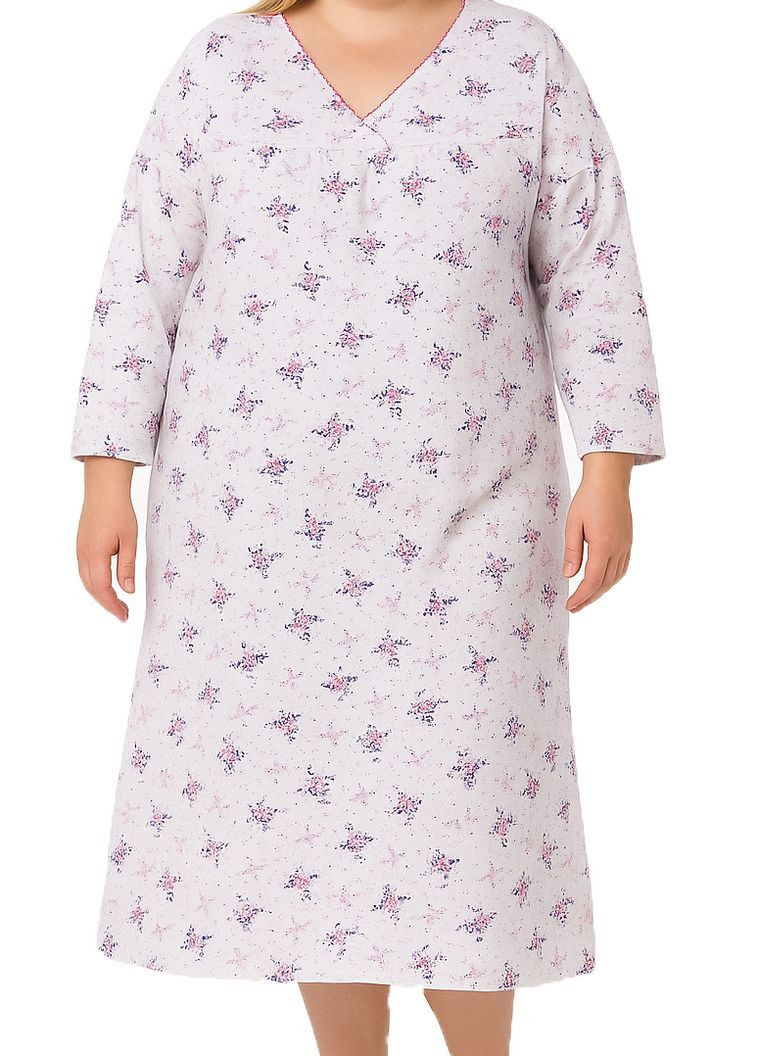 Женская ночная рубашка тёплая батал на флисе хлопок (7153-2) FAZO-R (369161297)