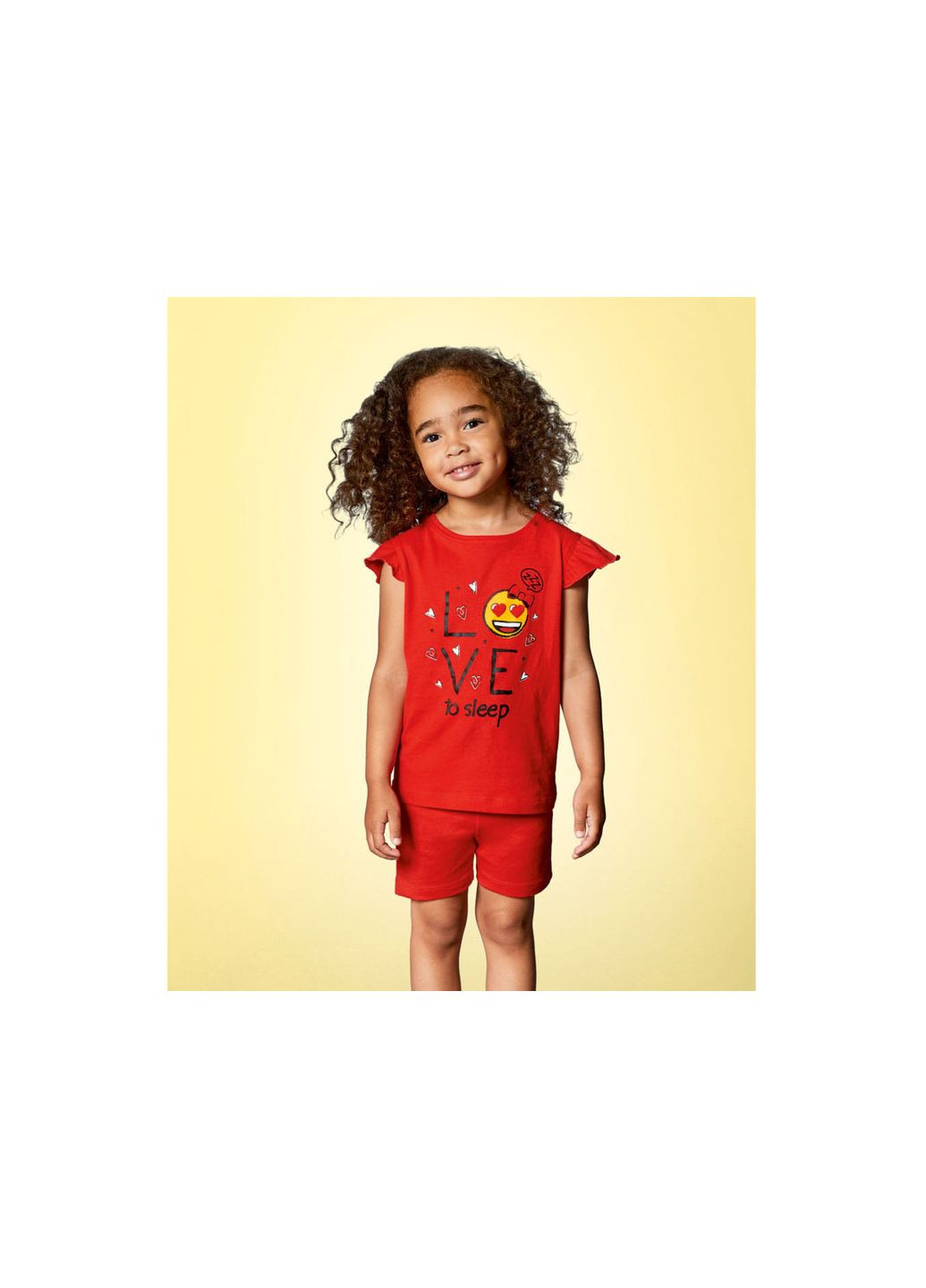 Красная пижама (футболка и шорты) для девочки емоджи 370071 Lupilu