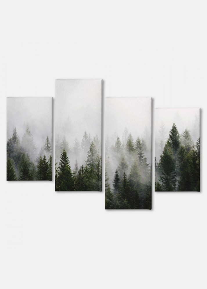 Модульная картина из четырех частей Туманный Лес 129x90 см (MK412804) Malevich Store (333339020)