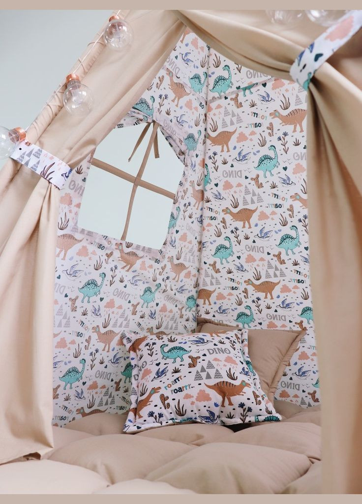 Дитячий вігвам "Динозаврики" з ковриком БОН БОН. Повний комплект No Brand (316256916)