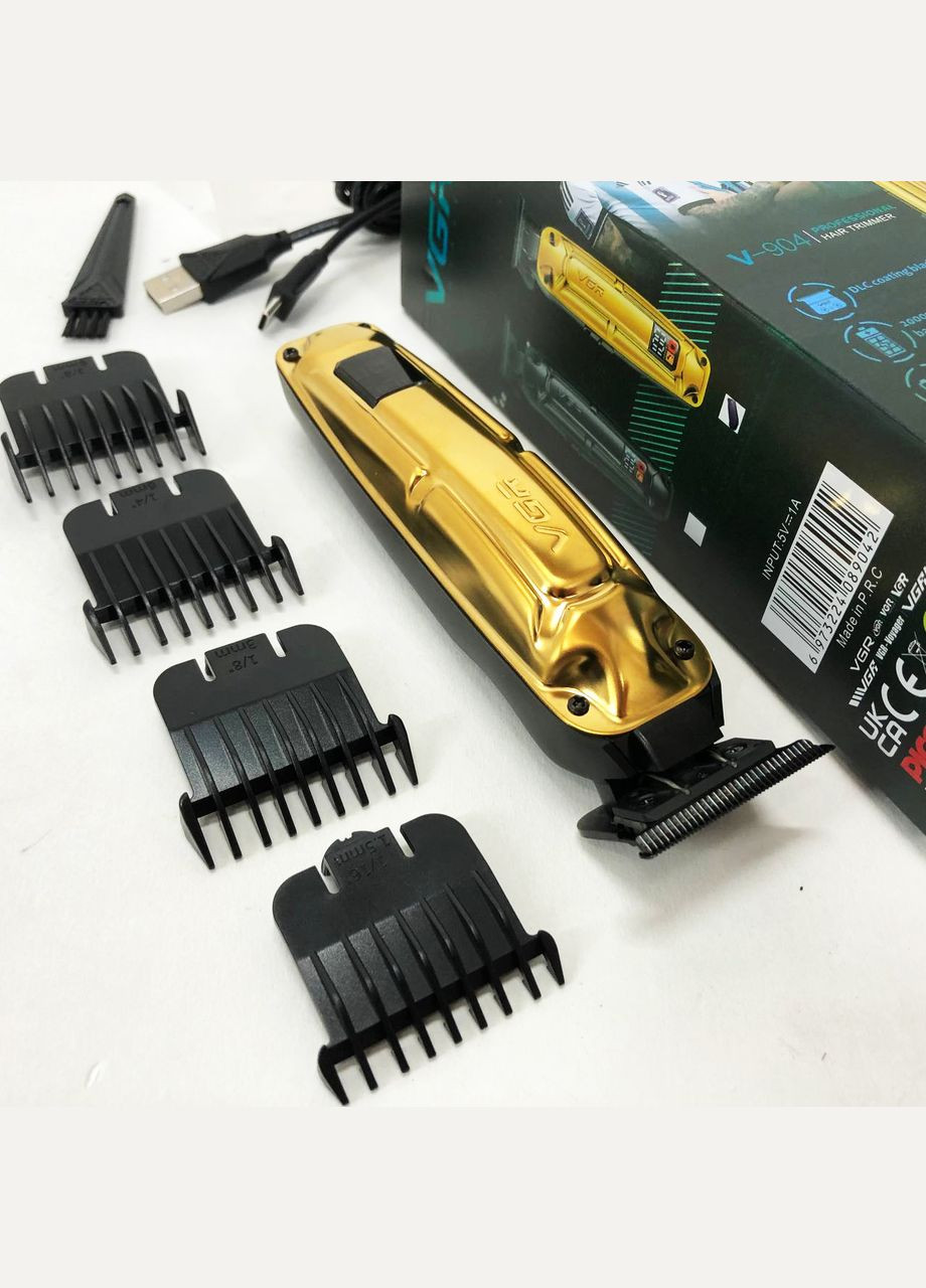 Акумуляторна машинка V-904 для стрижки волосся, машинка з дисплеєм та змінними насадками VGR (364664571)