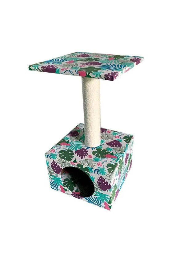 Когтеточка домик с полкой Tropical Cave 30*30*55 см (тропик) (8023222241107) Croci (315332864)
