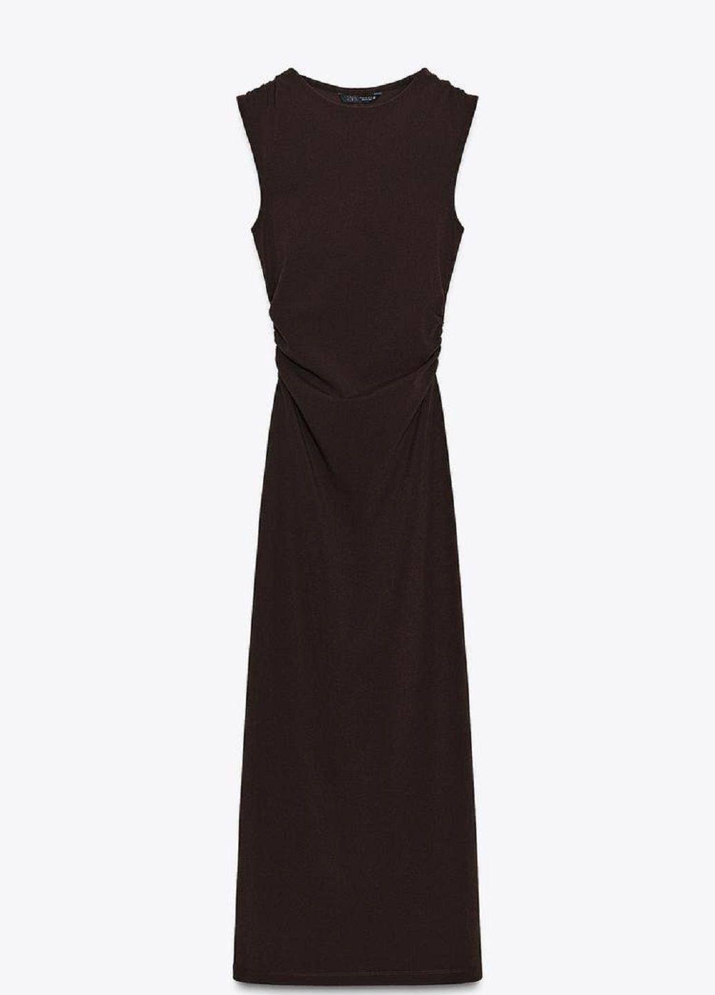 Коричневое вечернее платье Zara однотонное