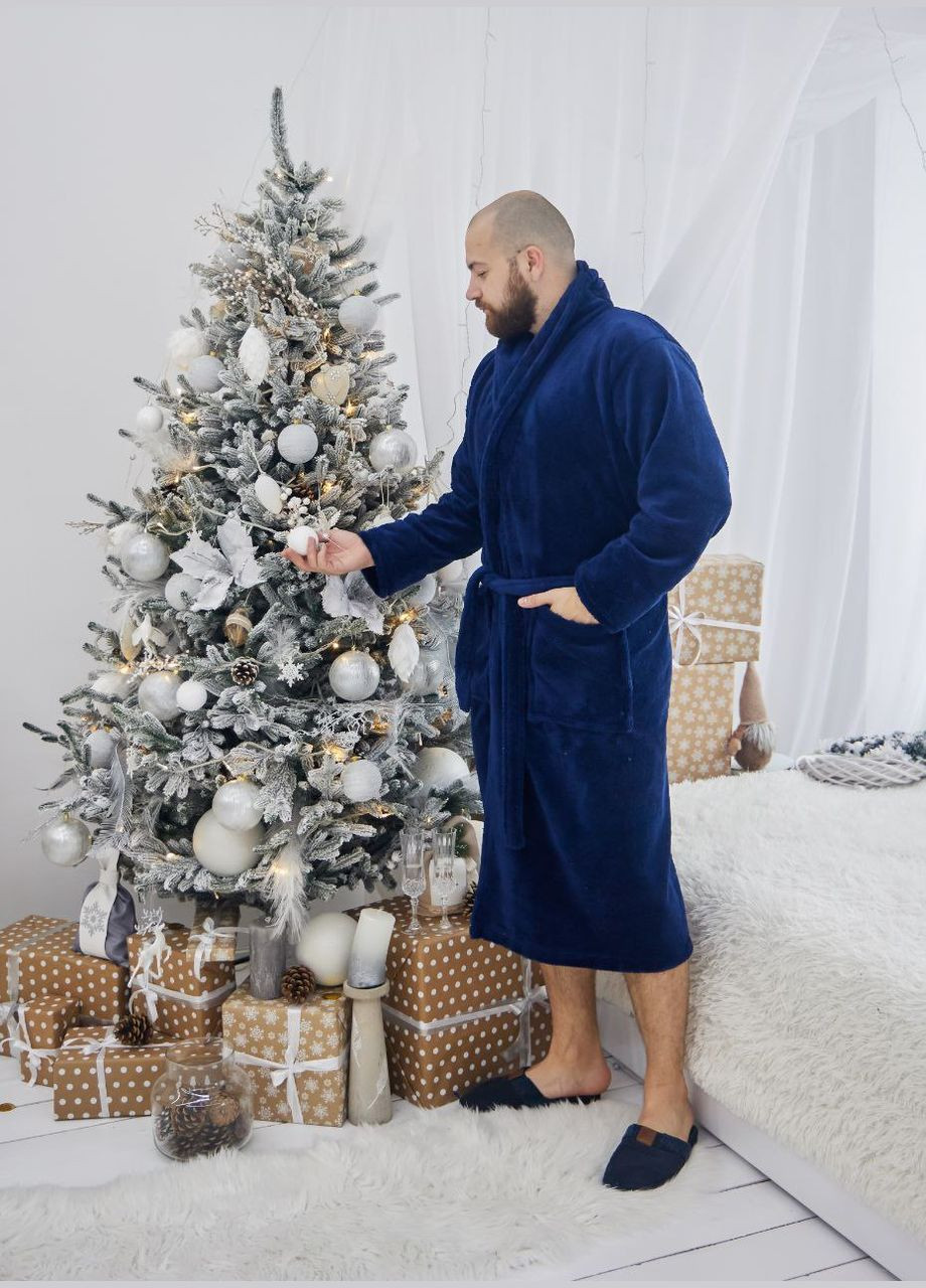 Халат без капюшона махровый мужской длинный, теплый No Brand халат (302394415)