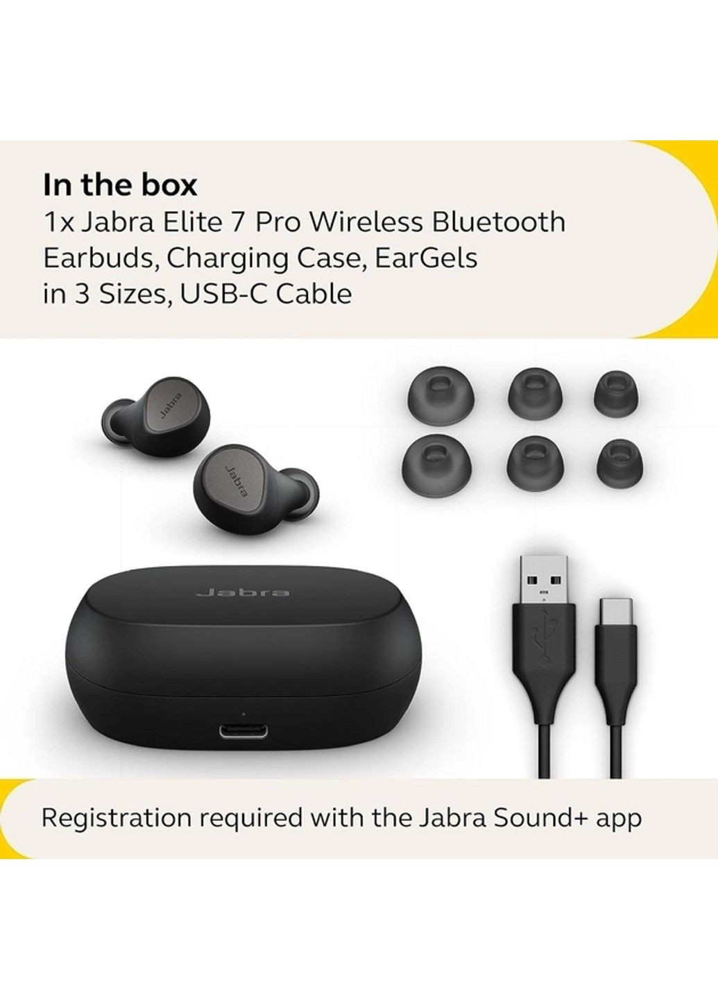 Бездротові вакуумні Bluetooth навушники Jabra Elite 7 (Чорний) No Brand (332635000)