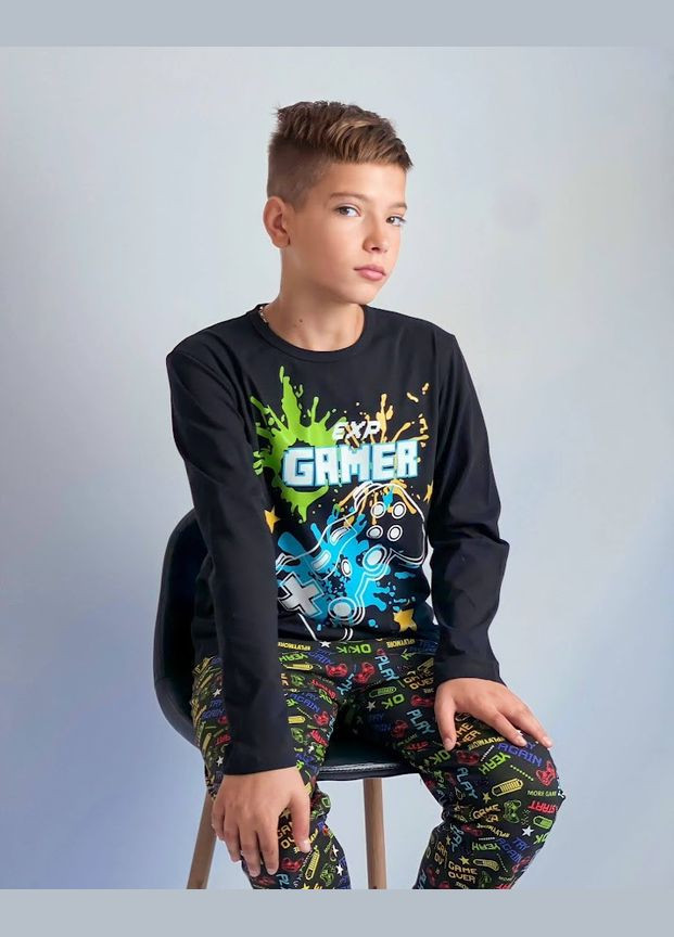 Черная всесезон пижама для мальчика (подростковая) hc (h001-6347-043-33-1) No Brand