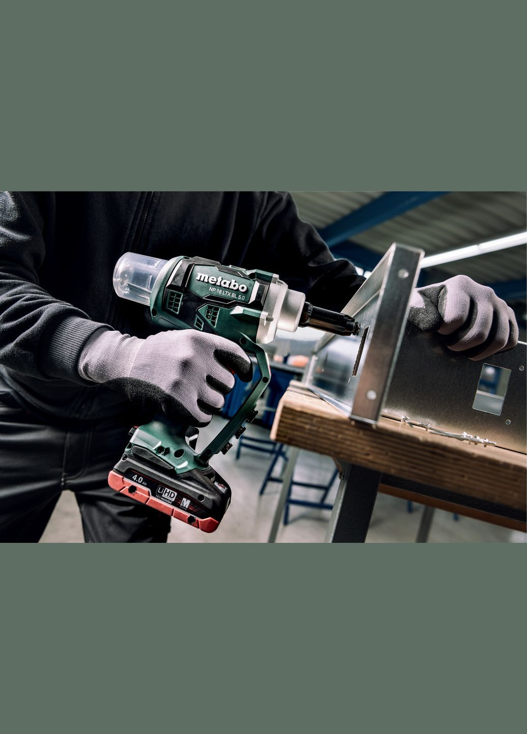 Аккумуляторный заклепочный пистолет NP 18 LTX BL 5.0, 2 аккумуляторных блока Li-Power (18 В/4,0 Ач) (MetaLoc (8126) Metabo (295031256)